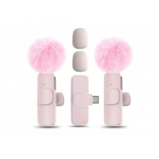 2 Micrófonos Rosados Inalámbrico Usb-c Pc Celular Entrevista